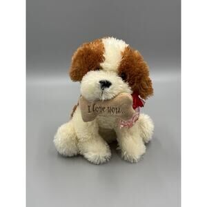 Puppy Dog Plush 10” Stuffed Animal “I Love You” Bone In Mouth Toy